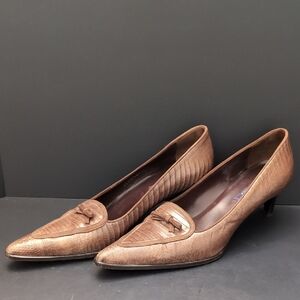 Ralph Lauren Collection Brown Heeled Shoes,Size 7.